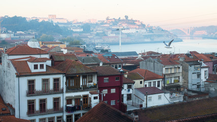 Obraz premium View of the old Porto downtown at early morning, Portugal.