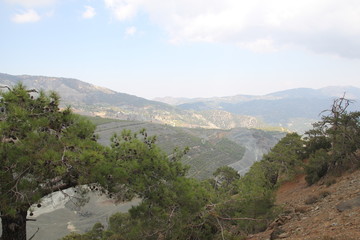Fototapeta na wymiar Mountain landscape. High gray mountains and sparse vegetation