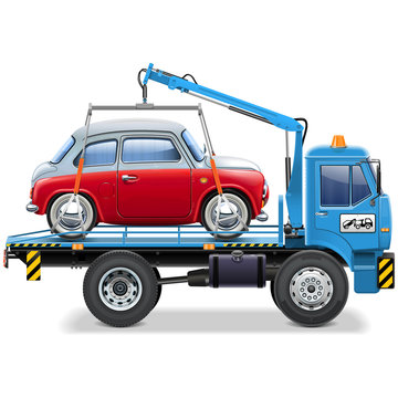 Vector Tow Truck with Automobile