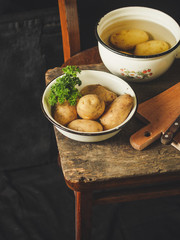 potatoes of an early grade  - young potatoes (vegetables) - cuisine.  Food background