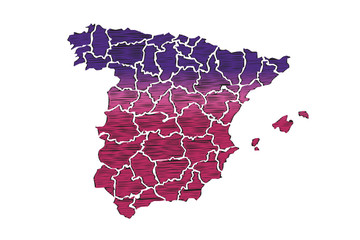 Mapa morado de España. © Gabrieuskal