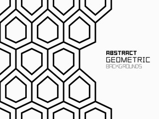 Obraz na płótnie Canvas Abstract geometric background with hexagons, technology concept. Monochrome ornament. isolated on white background