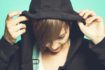 Portrait of a girl in a hood