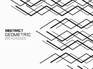 Abstract geometric background with lines. Monochrome ornament. isolated on white background