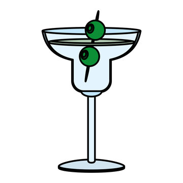 color cocatil glass liquor beverage with olives