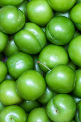 Heap Of Fresh Organic Green Plums close-up for background