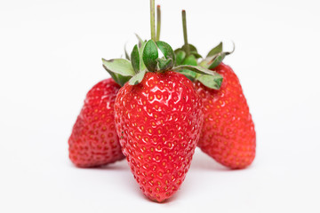 strawberries close-up on a white background (high resolution photo)