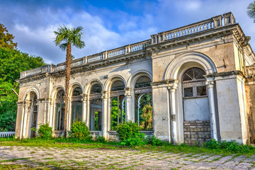 Fototapeta na wymiar Abandoned train station, Abkhazia