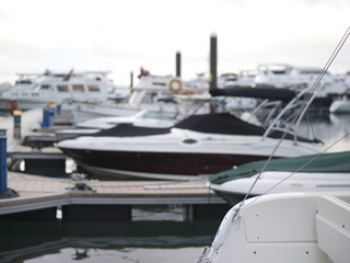 Fototapeta premium Moored Motor Boats