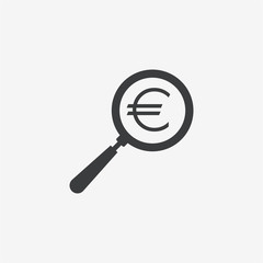 Magnifying Glass Euro Money Vector Icon