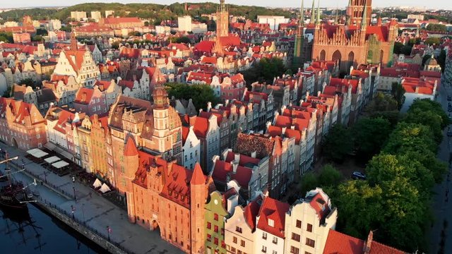 Aerial view of Gdansk, Poland. UHD, 4K