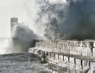 Storm in Oporto lighthouse, Portugal