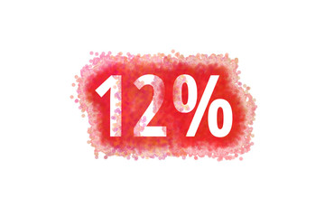 12% Prozent - rote Zahl abgenutzer Look auf weißem Hintergrund