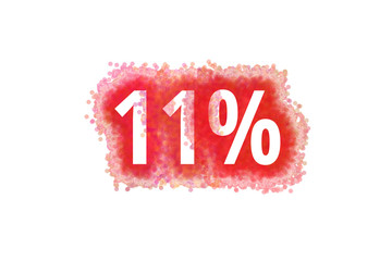 11% Prozent - rote Zahl abgenutzer Look auf weißem Hintergrund