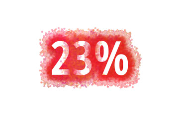 23% Prozent - rote Zahl abgenutzer Look auf weißem Hintergrund