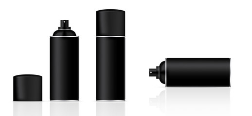 Mock up Realistic Black Spray Cosmetic Bottles or oil food on White Background Illustration