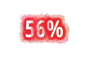 56% Prozent - rote Zahl abgenutzer Look auf weißem Hintergrund