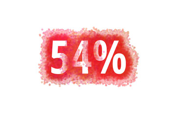 54% Prozent - rote Zahl abgenutzer Look auf weißem Hintergrund