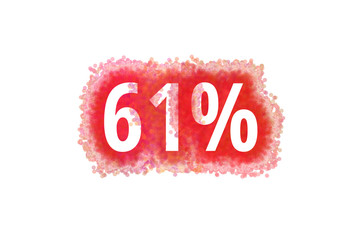 61% Prozent - rote Zahl abgenutzer Look auf weißem Hintergrund