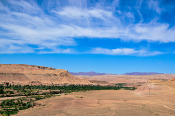 Fototapeta na wymiar Seen from the top of a berber village. Photograph taken at Ksar Ait Ben Hadu in (Morocco)