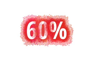 60% Prozent - rote Zahl abgenutzer Look auf weißem Hintergrund