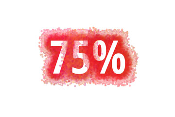 75% Prozent - rote Zahl abgenutzer Look auf weißem Hintergrund