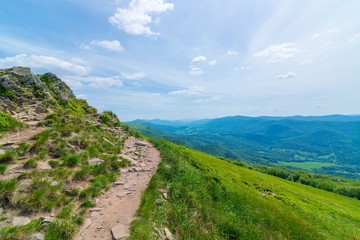 Naklejka na ściany i meble Polonina Wetlina mountain trail in Polish Bieszczady