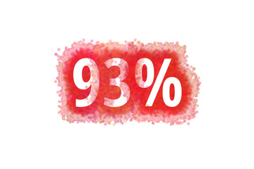 93% Prozent - rote Zahl abgenutzer Look auf weißem Hintergrund