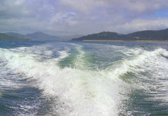Wake Trail Behind A Boat