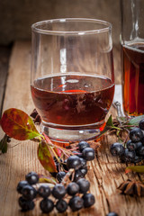 Fruits of black chokeberry prepared for processing.