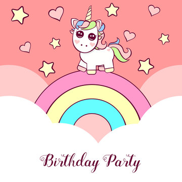 Cute invitation with unicorn