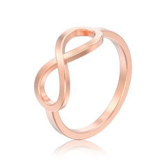 3D illustration isolated rose gold simple infinity ring with reflection