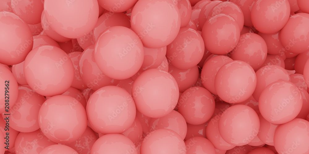 Aufkleber Abstract of red sphere balls are scattered as background.3d rendering