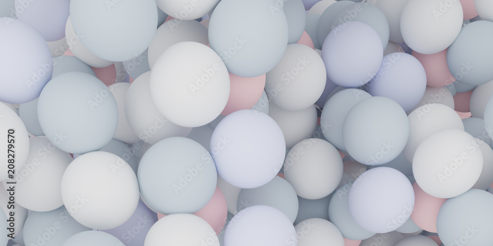 Poster Abstract of color sphere balls are scattered as background.3d rendering