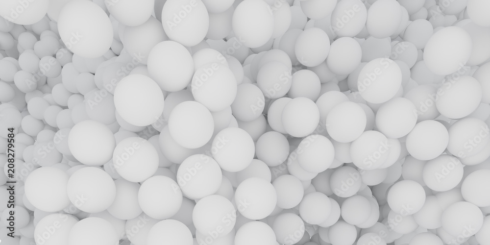 Aufkleber abstract of white sphere balls are scattered as background.3d rendering