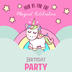 Cute invitation with unicorn