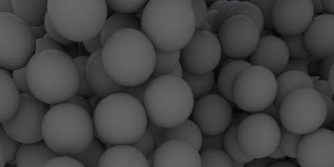 Abstract of black sphere balls are scattered as background.3d rendering