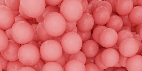 Abstract of red sphere balls are scattered as background.3d rendering