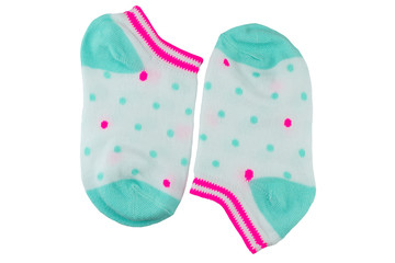 Bright baby socks isolated on white background. Fashion baby.