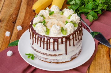 Homemade fruity Hummingbird cake with walnuts and cinnamon