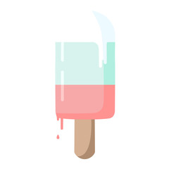 Summer cute illustration of a refreshing three-flavored ice popsicle: strawberry, blueberry and vanilla. This yummy pal it’s starting to melt slowly. So start eating as fast a you can!!