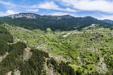 Fototapeta na wymiar Green valley in the Greek mountains