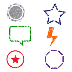 Stamps frames on white background. Six stamps frames. Flat design. Vector illustration EPS10.
