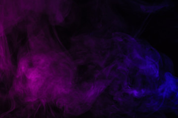 Fototapeta na wymiar abstract black background with violet and purple smoke
