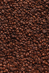A lot of coffee beans after roasting