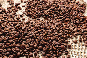 A lot of coffee beans after roasting