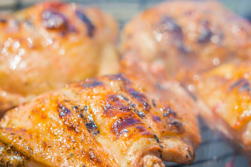 chicken on the grill close-up