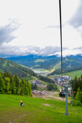 Ski lift in the ski resort, summer, Bukovel, Ukraine