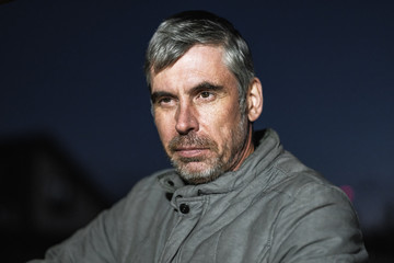 portrait of brutal man with expressive emotion