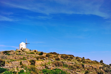Lonely traditional windmill at hill